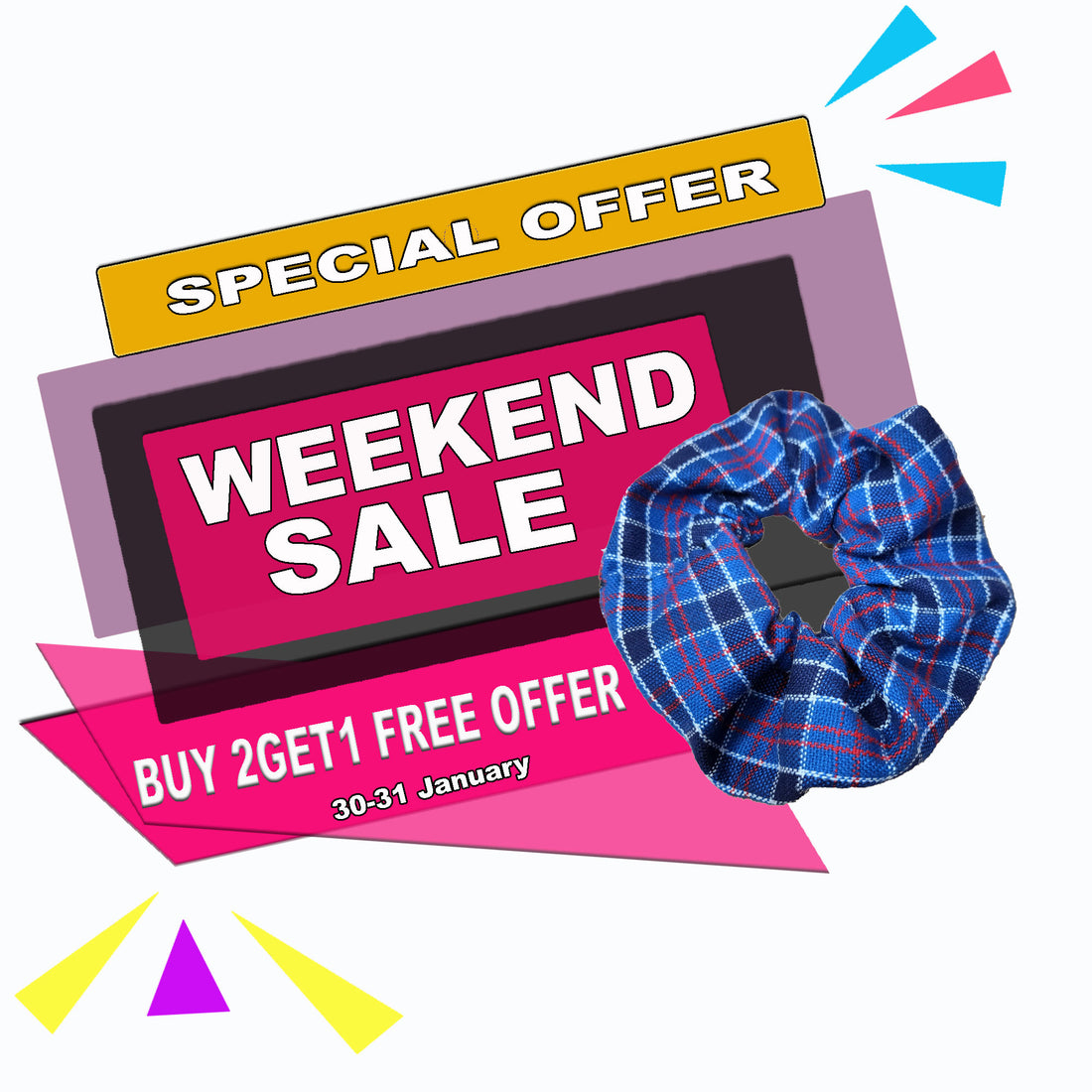 Get One Scrunchie free with two scrunchies