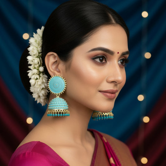 Sky Blue Traditional Jhumka for Girls and Women