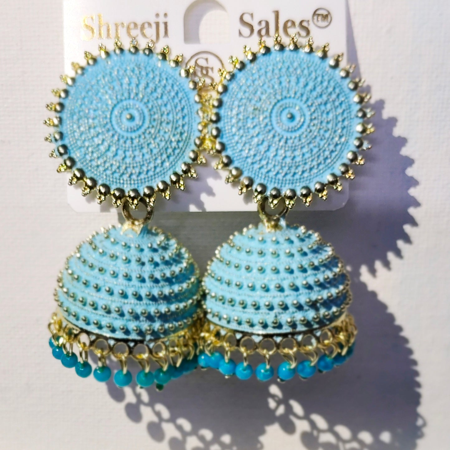 Sky Blue Traditional Jhumka for Girls and Women