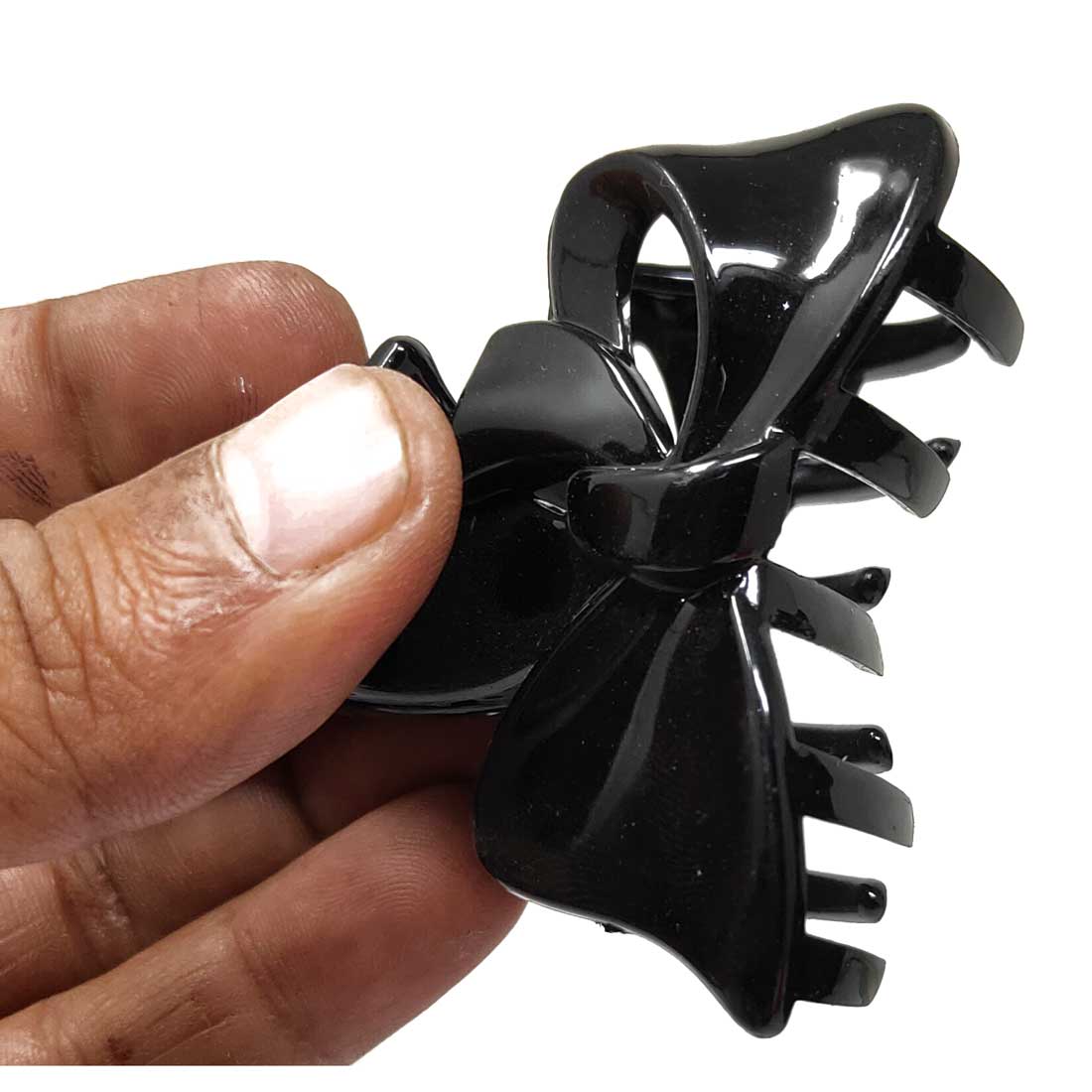 Anokhi Ada Bow Plastic Hair Clutcher/Hair Claw Clip for Girls and Women (Black, Pack of 2) - 01-03C