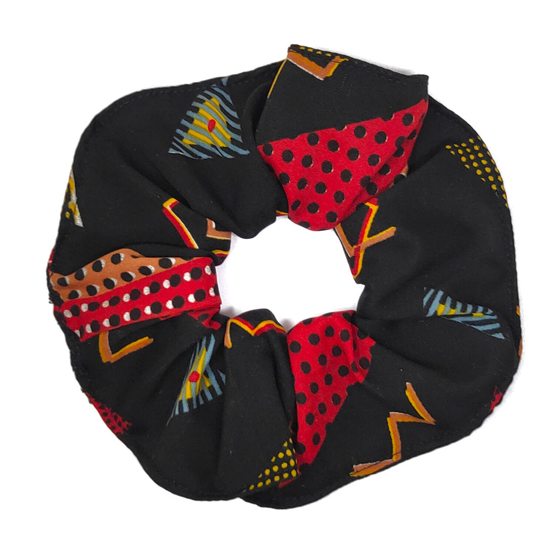 Anokhi Ada Handmade Large Printed Fabric Scrunchies/Ponytail Holders for Girls and Women (Black)-05-12H