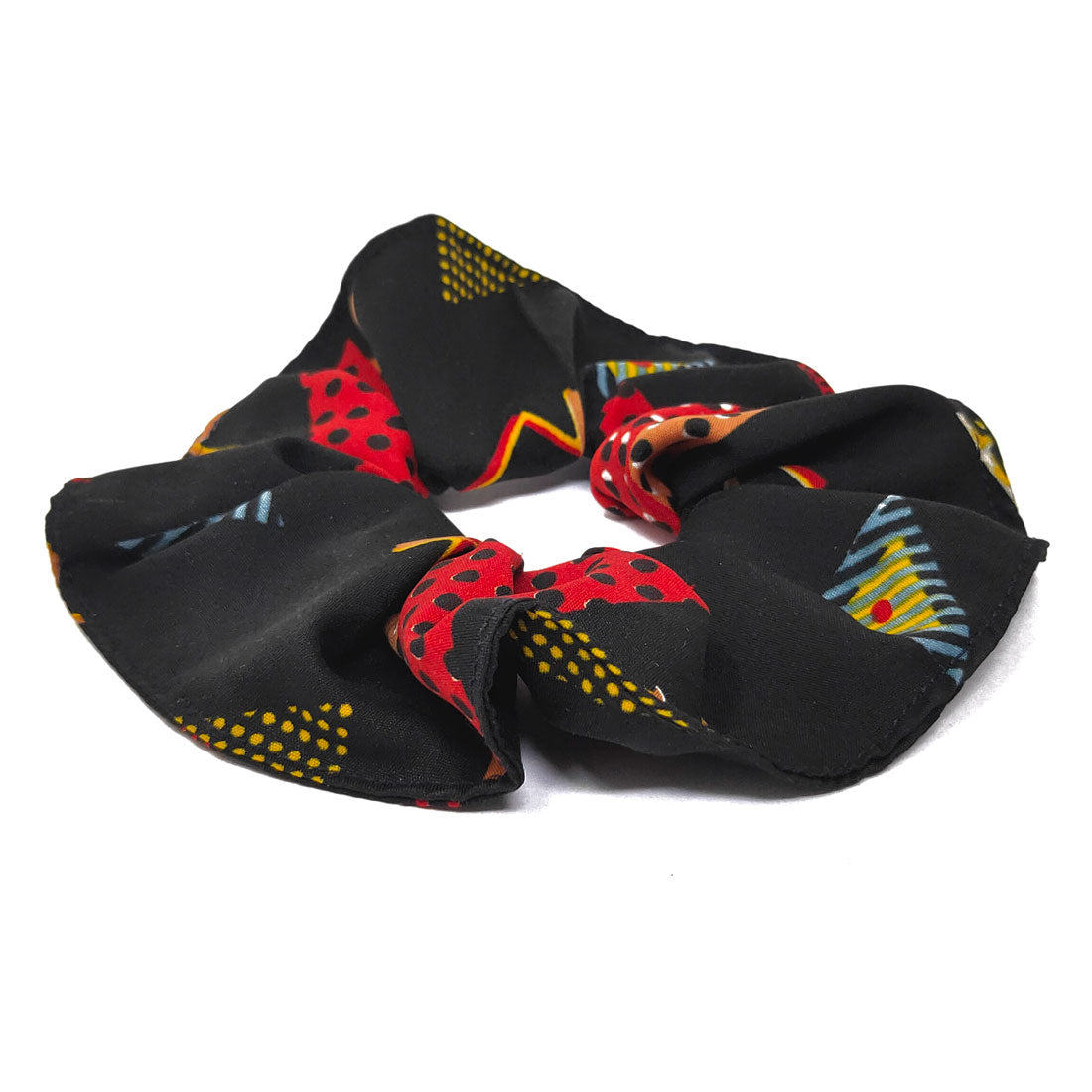 Anokhi Ada Handmade Large Printed Fabric Scrunchies/Ponytail Holders for Girls and Women (Black)-05-12H