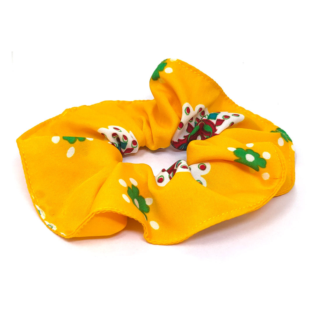 Anokhi Ada Handmade Large Printed Fabric Scrunchies/Ponytail Holders for Girls and Women (Yellow)-05-16H