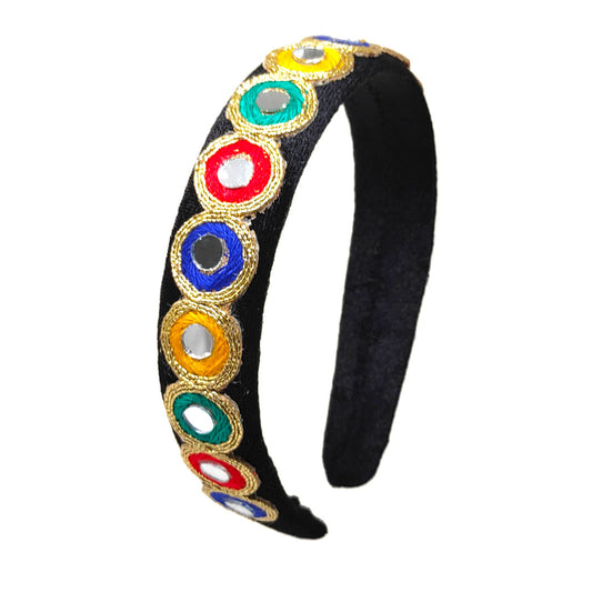 Anokhi Ada Handmade Fancy Velvet on Plastic Hairband/Headband for Girls and Women-09-21H