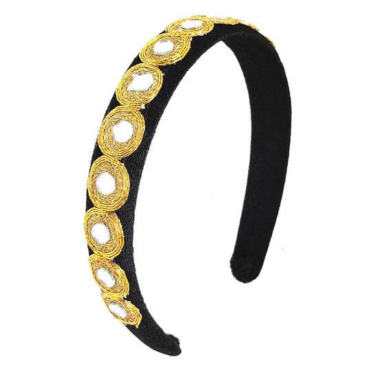 Anokhi Ada Fancy Velvet on Plastic Hairband/Headband for Girls and Women (Black)-09-22H - Anokhiada.com
