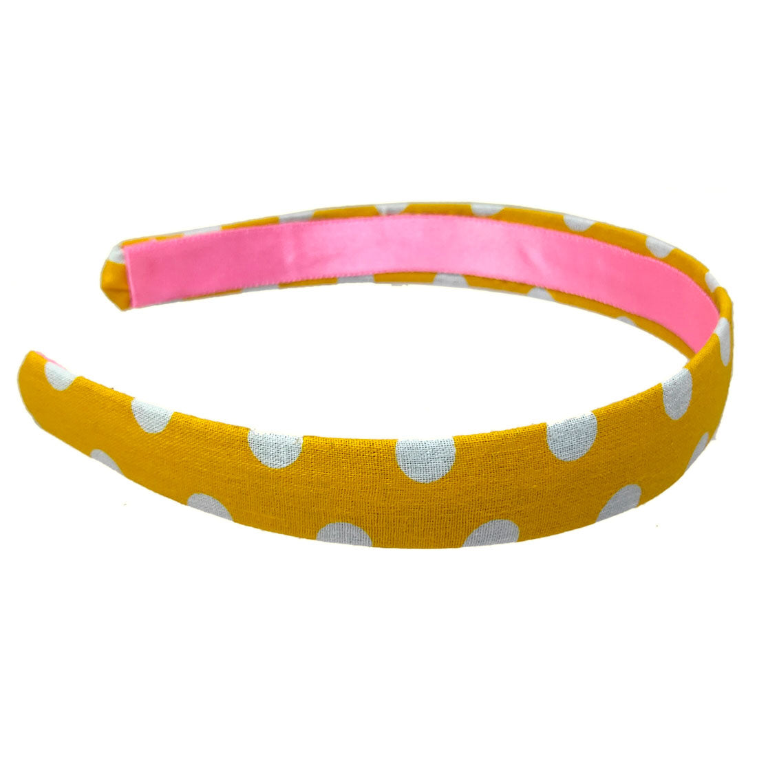 Anokhi Ada Handmade Polka Dots Fabric Hairband/Headband for Girls and Women (Yellow, 09-24H)