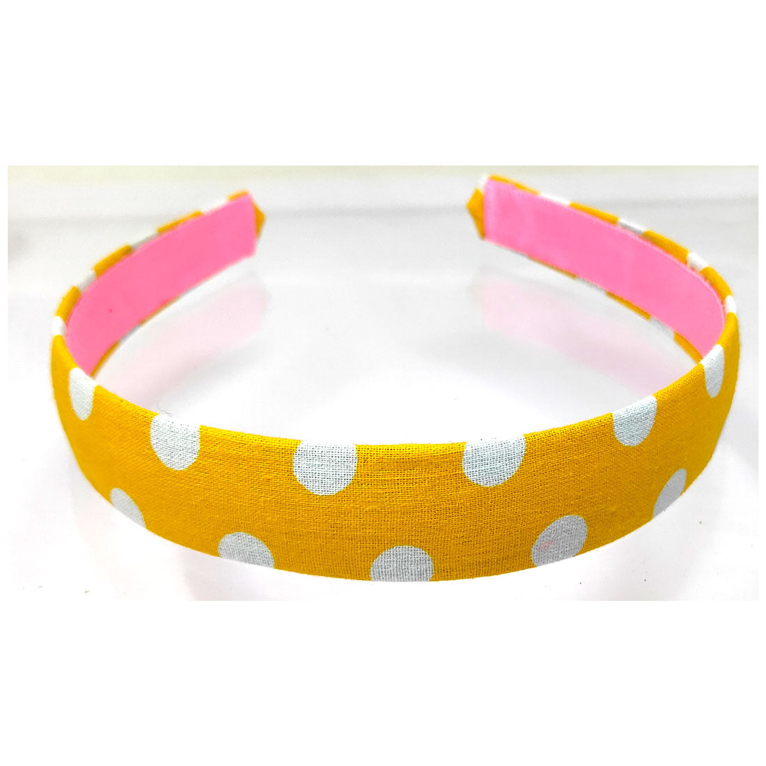 Anokhi Ada Handmade Polka Dots Fabric Hairband/Headband for Girls and Women (Yellow, 09-24H)