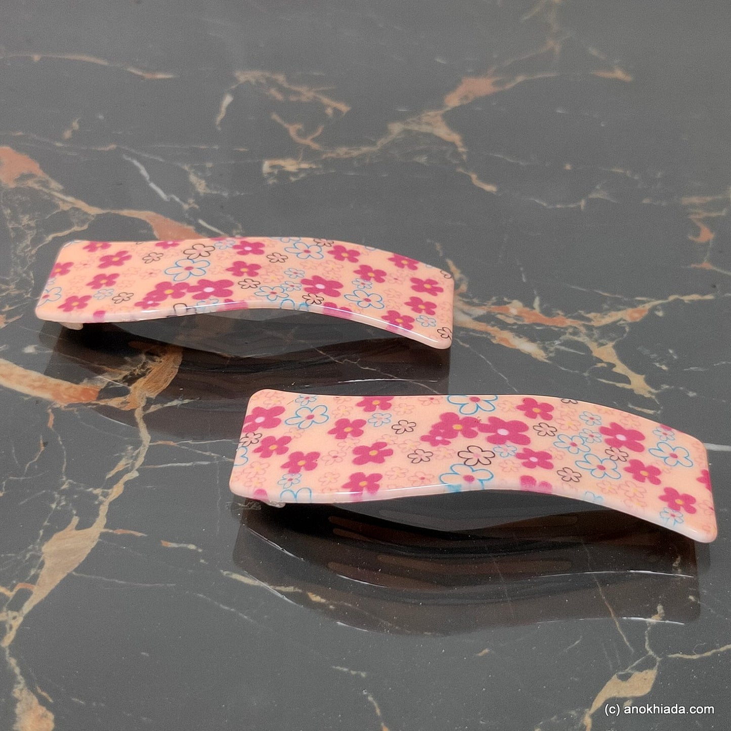 Anokhi Ada Fancy Large Tik Tak Hair Clips (Pink, Pack of 2) 10-45