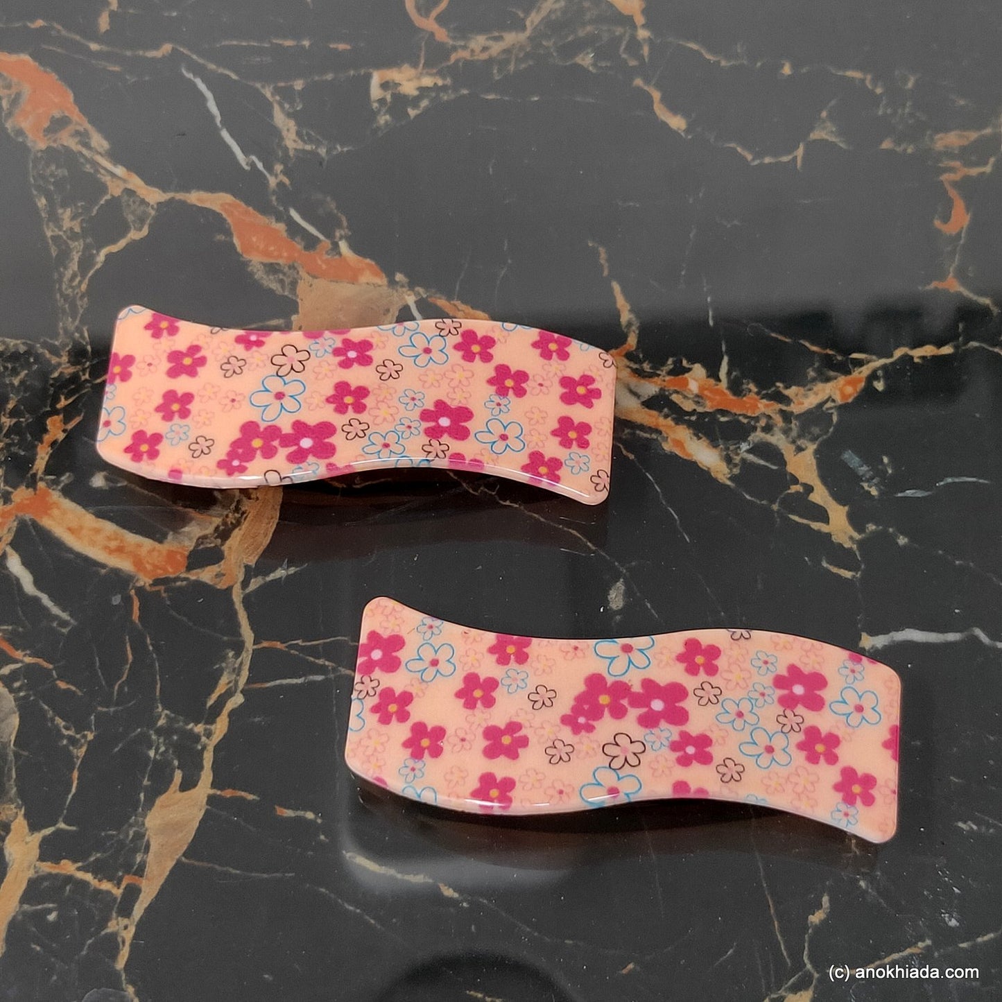 Anokhi Ada Fancy Large Tik Tak Hair Clips (Pink, Pack of 2) 10-45