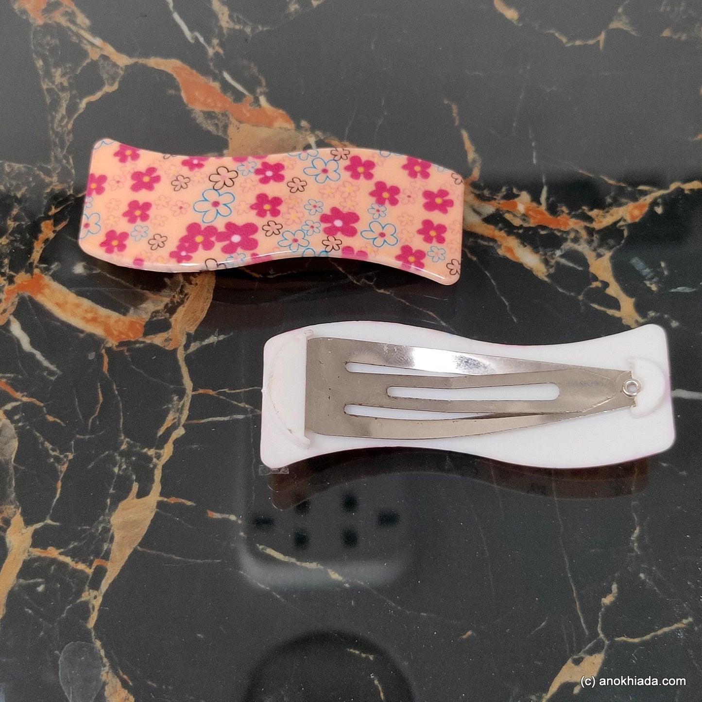 Anokhi Ada Fancy Large Tik Tak Hair Clips (Pink, Pack of 2) 10-45