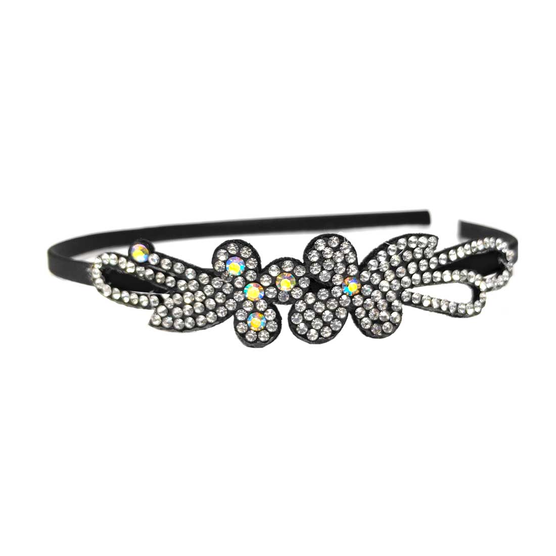 Anokhi Ada Metal Hairband/Headband with Rhinestone for Kids, Girls and Women (Black)-13-37H