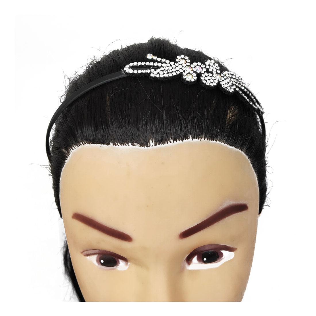 Anokhi Ada Metal Hairband/Headband with Rhinestone for Kids, Girls and Women (Black)-13-37H