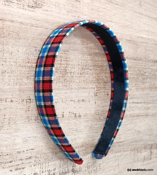 Anokhi Ada Handmade Multi-colour Check Design Fabric Hairband/Headband for Girls and Women -14-11H