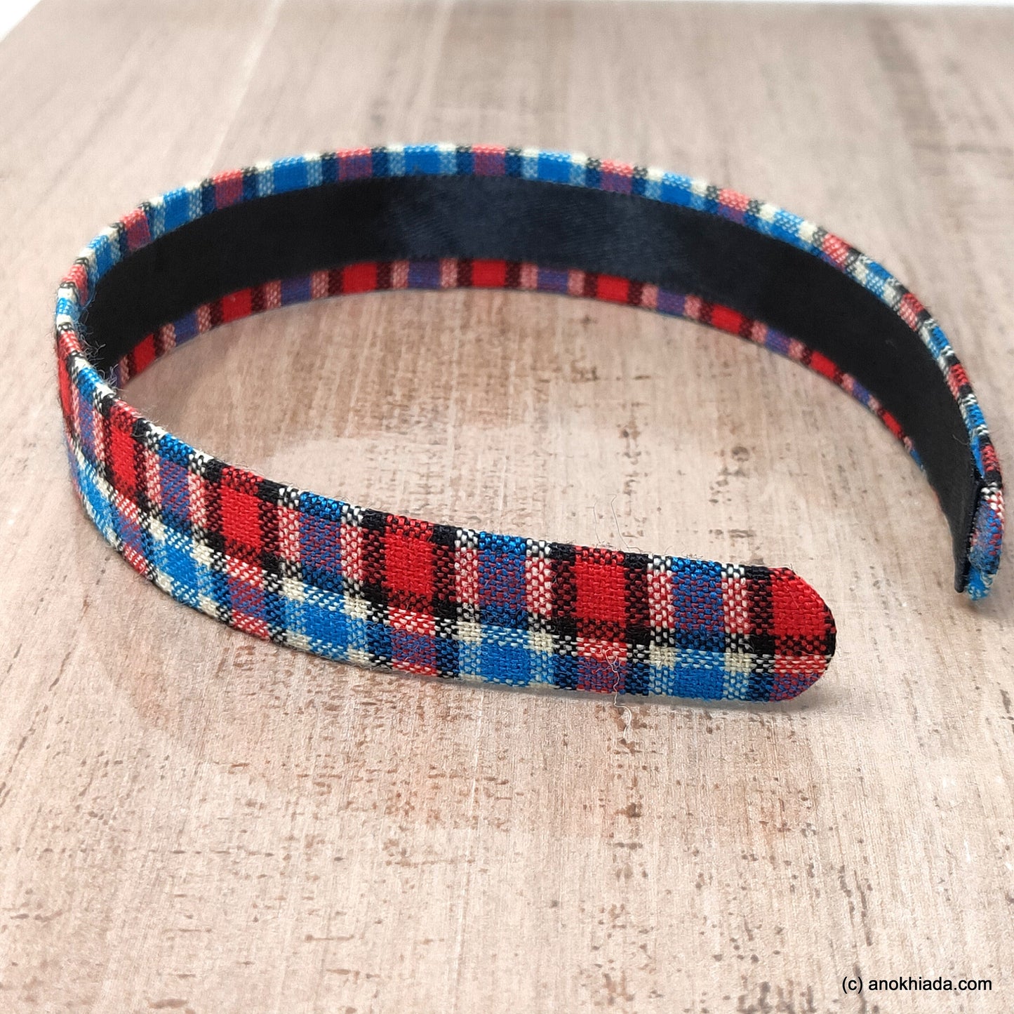 Anokhi Ada Handmade Multi-colour Check Design Fabric Hairband/Headband for Girls and Women -14-11H