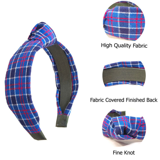 Anokhi Ada Handmade Multi-colour Check Design Fabric Knot Hairband/Headband for Girls and Women -14-12H