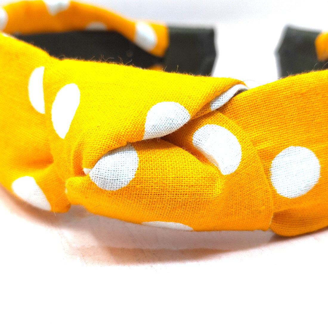 Anokhi Ada Handmade Yellow Polka Dots Design Fabric Knot Hairband/Headband for Girls and Women -14-15H