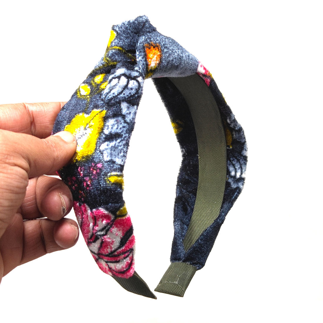 Anokhi Ada Handmade Multi-Colour Floral Design Velvet Knot Hairband/Headband for Girls and Women -14-19H