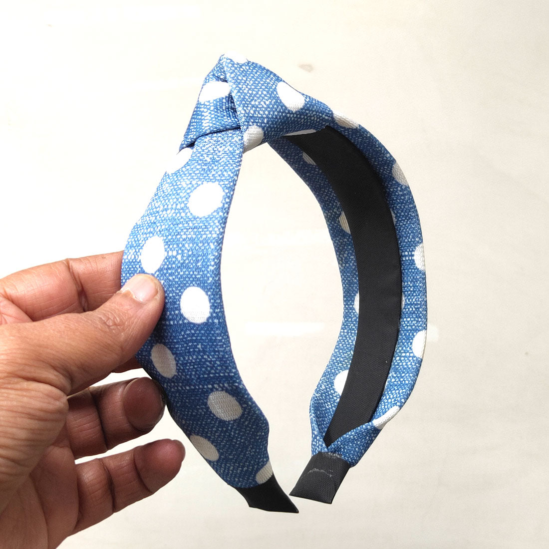 Anokhi Ada Handmade Blue Polka Dots Design Fabric Knot Hairband/Headband for Girls and Women -14-20H