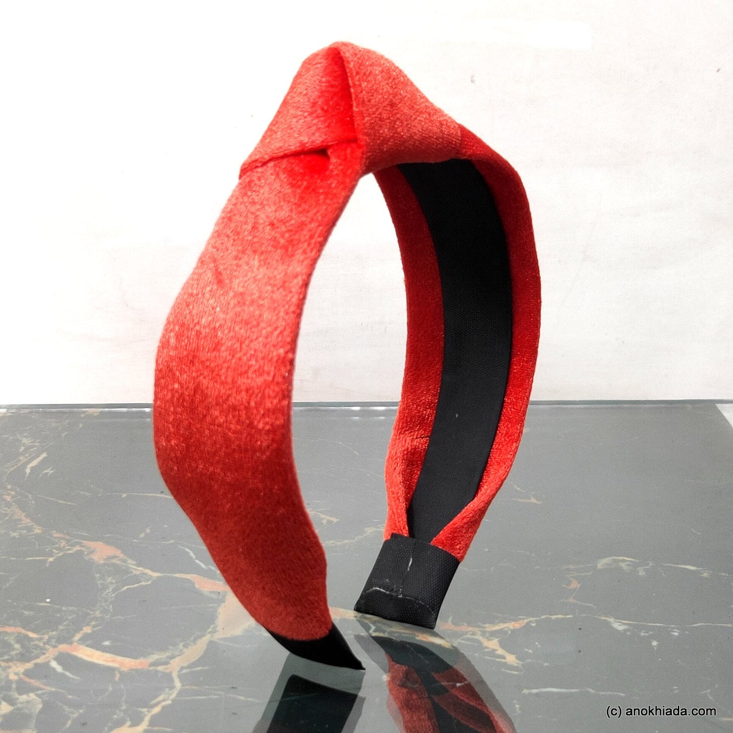 Anokhi Ada Handmade Orange Velvet Knot Hairband/Headband for Girls and Women -14-21H