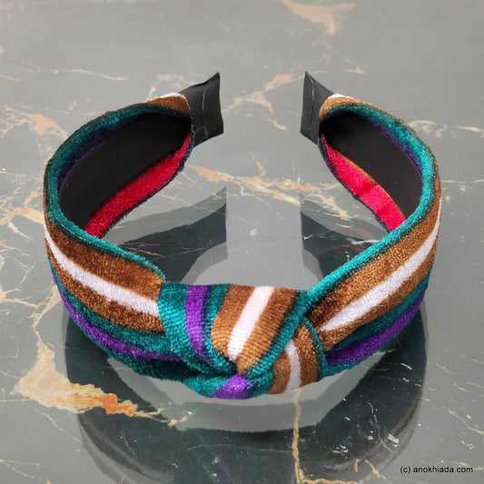 Anokhi Ada Handmade Multi-Colour Velvet Knot Hairband/Headband for Girls and Women -14-22H