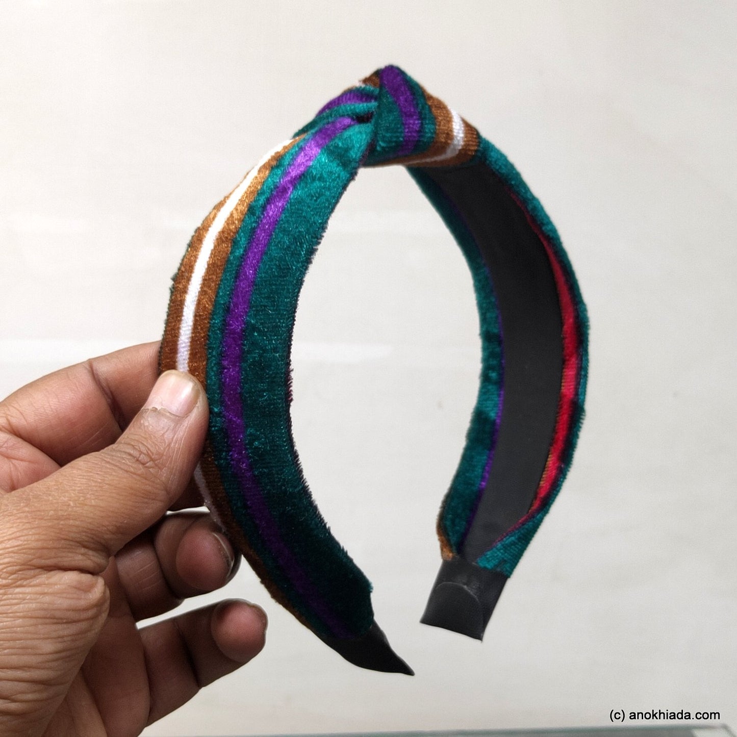Anokhi Ada Handmade Multi-Colour Velvet Knot Hairband/Headband for Girls and Women -14-22H