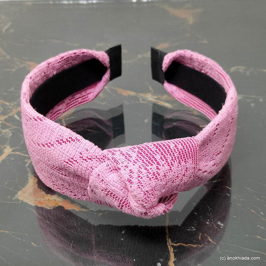 Anokhi Ada Handmade Pink Net Fabric Knot Hairband/Headband for Girls and Women -14-27H