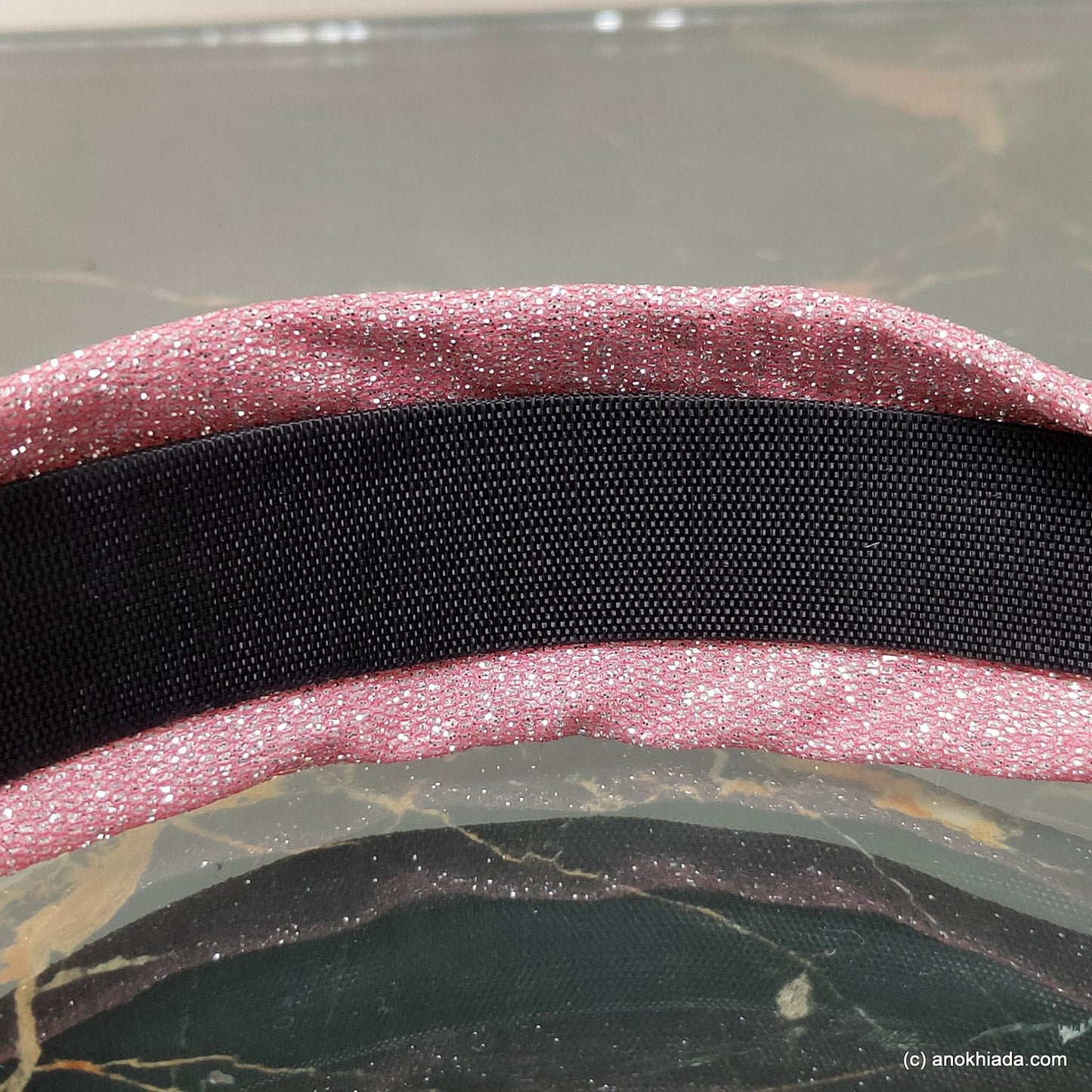 Anokhi Ada Handmade Pink Shiny and Glittery Fabric Knot Hairband/Headband for Girls and Women -14-29H