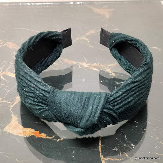 Anokhi Ada Handmade Dark Green Fabric Knot Hairband/Headband for Girls and Women -14-30H