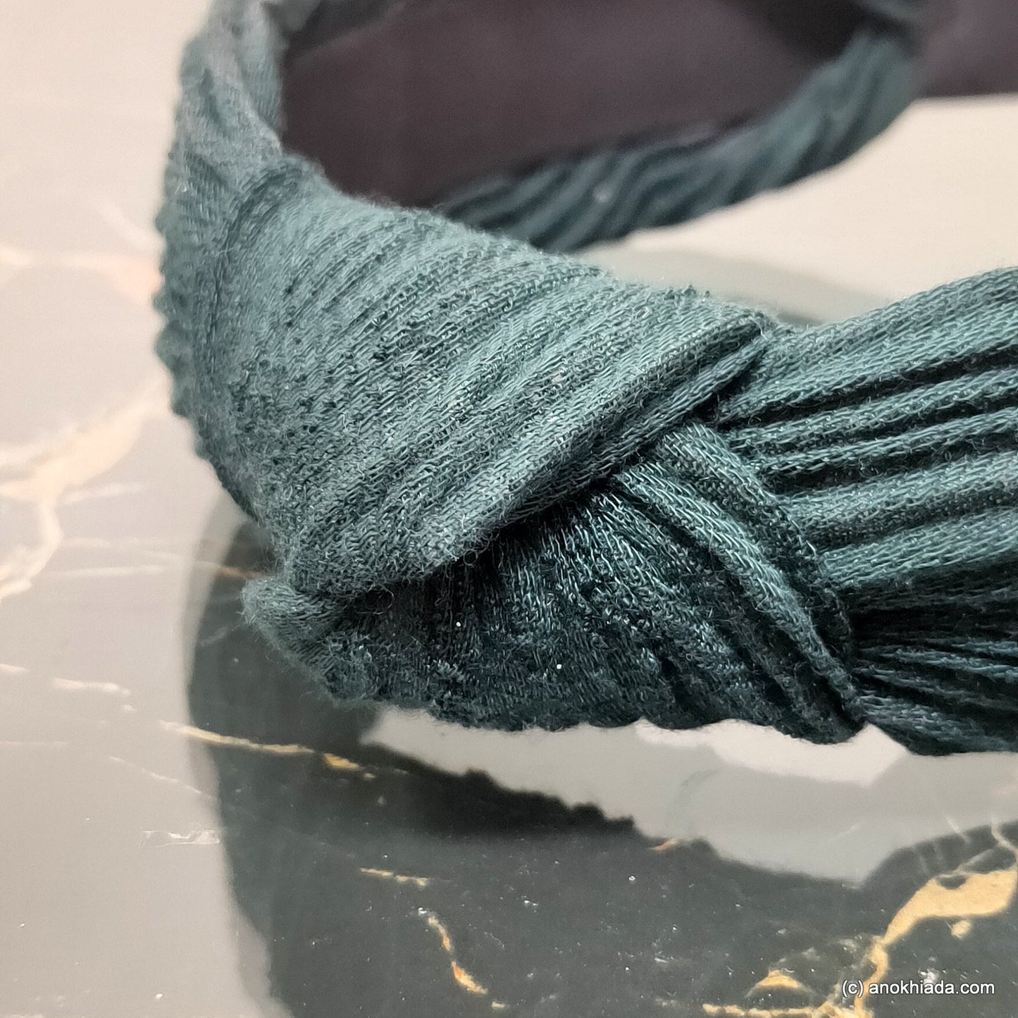 Anokhi Ada Handmade Dark Green Fabric Knot Hairband/Headband for Girls and Women -14-30H