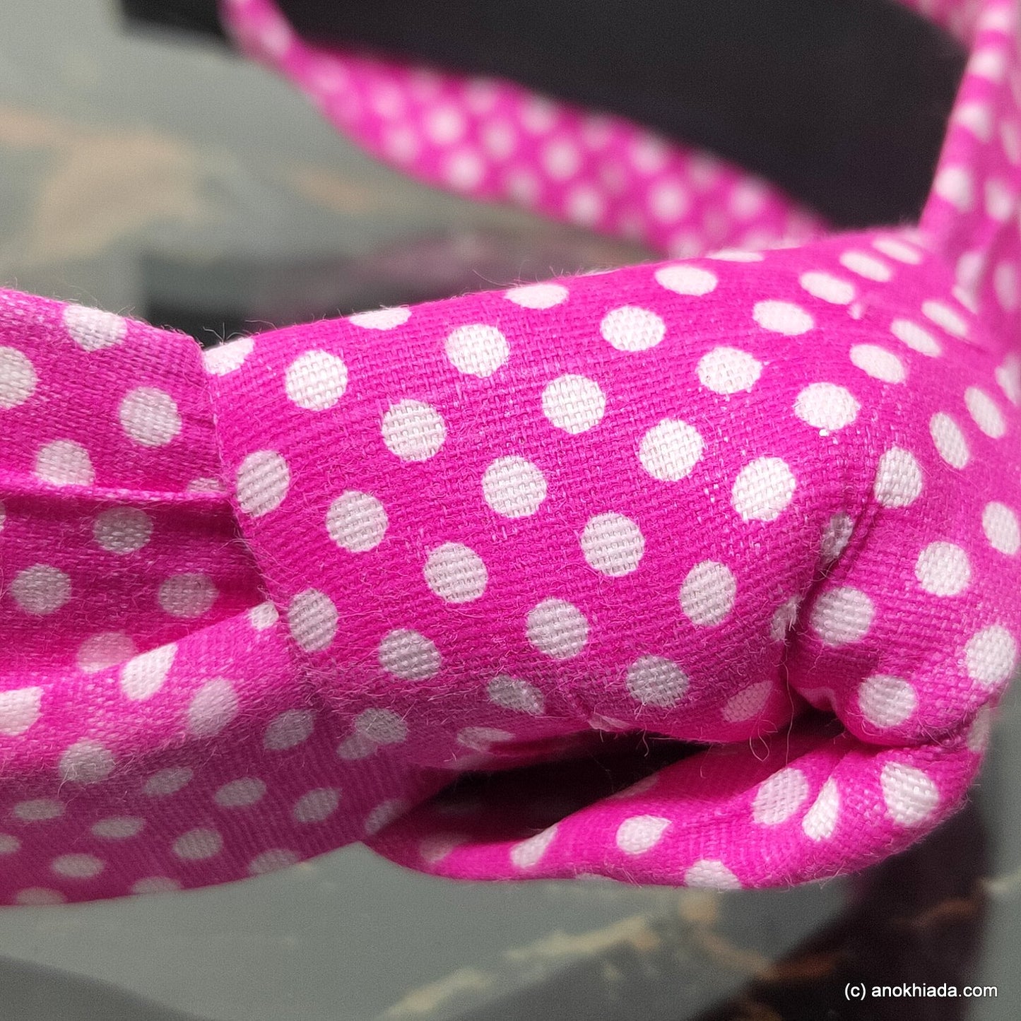 Anokhi Ada Handmade Pink Polka Dots Design Fabric Knot Hairband/Headband for Girls and Women -14-32H