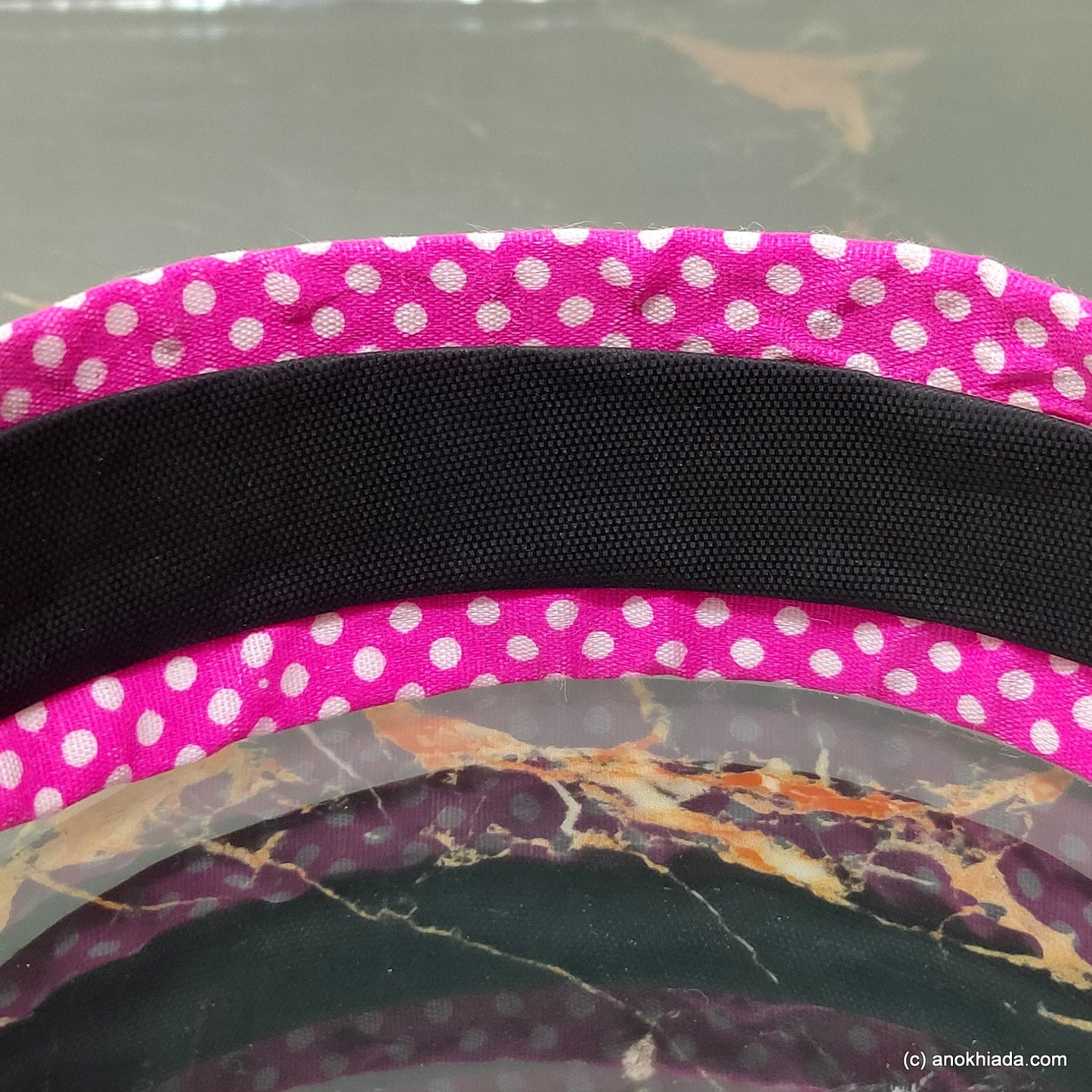 Anokhi Ada Handmade Pink Polka Dots Design Fabric Knot Hairband/Headband for Girls and Women -14-32H
