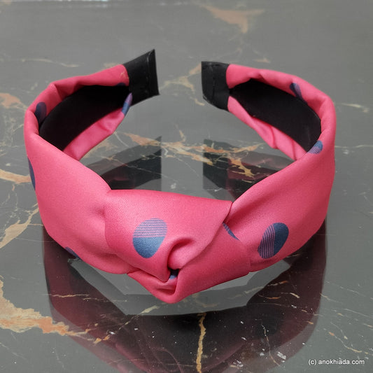 Anokhi Ada Handmade Pink Polka Dots Design Fabric Knot Hairband/Headband for Girls and Women -14-33H