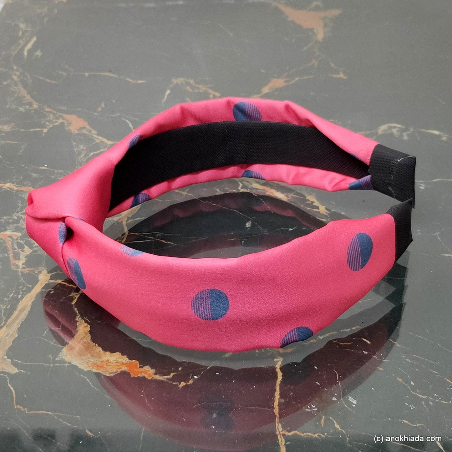 Anokhi Ada Handmade Pink Polka Dots Design Fabric Knot Hairband/Headband for Girls and Women -14-33H