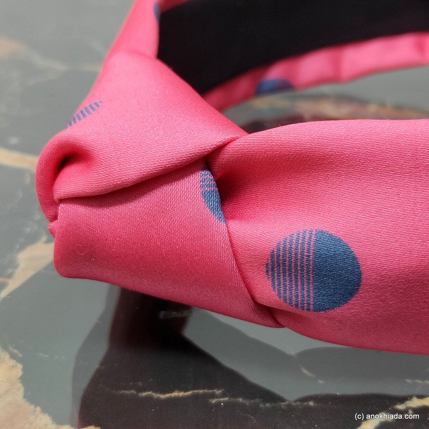 Anokhi Ada Handmade Pink Polka Dots Design Fabric Knot Hairband/Headband for Girls and Women -14-33H