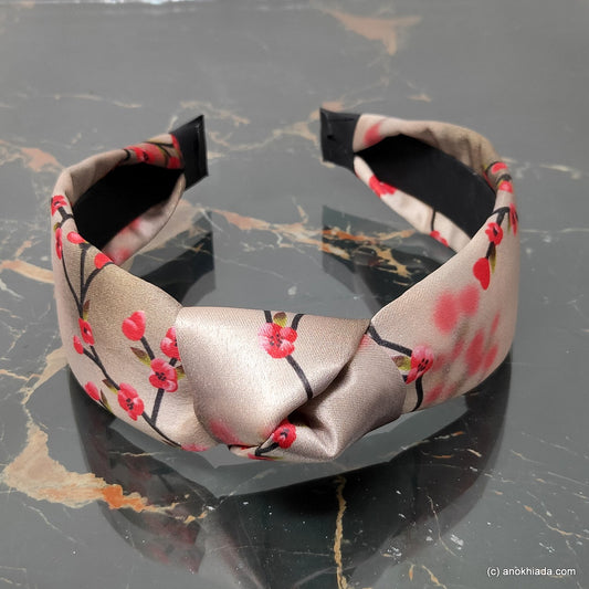Anokhi Ada Handmade Golden Colour Printed Fabric Knot Hairband/Headband for Girls and Women -14-34H