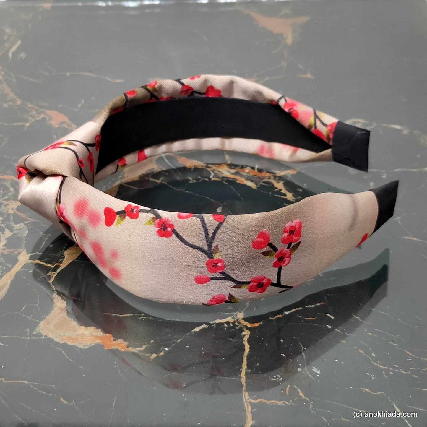 Anokhi Ada Handmade Golden Colour Printed Fabric Knot Hairband/Headband for Girls and Women -14-34H
