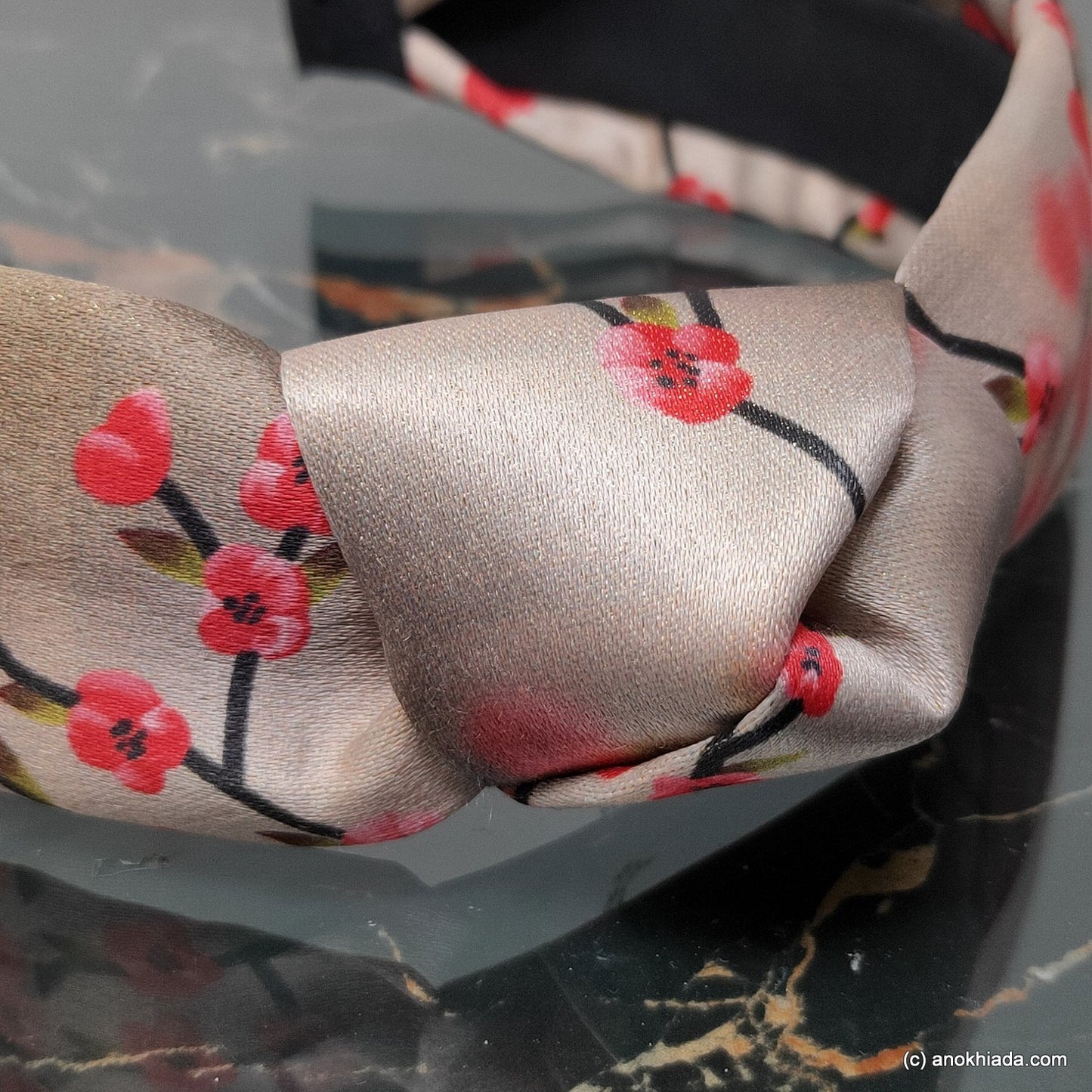 Anokhi Ada Handmade Golden Colour Printed Fabric Knot Hairband/Headband for Girls and Women -14-34H