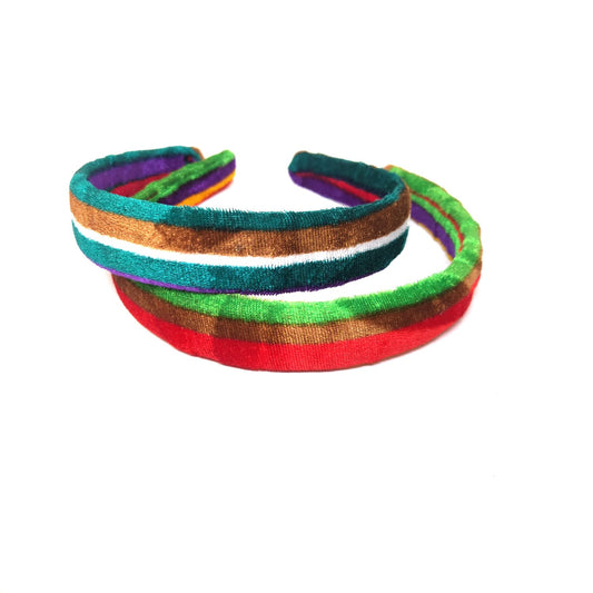 Anokhi Ada Handmade Printed Velvet Hairband/Headband for Girls and Women -(Pack of 2, 14-44)