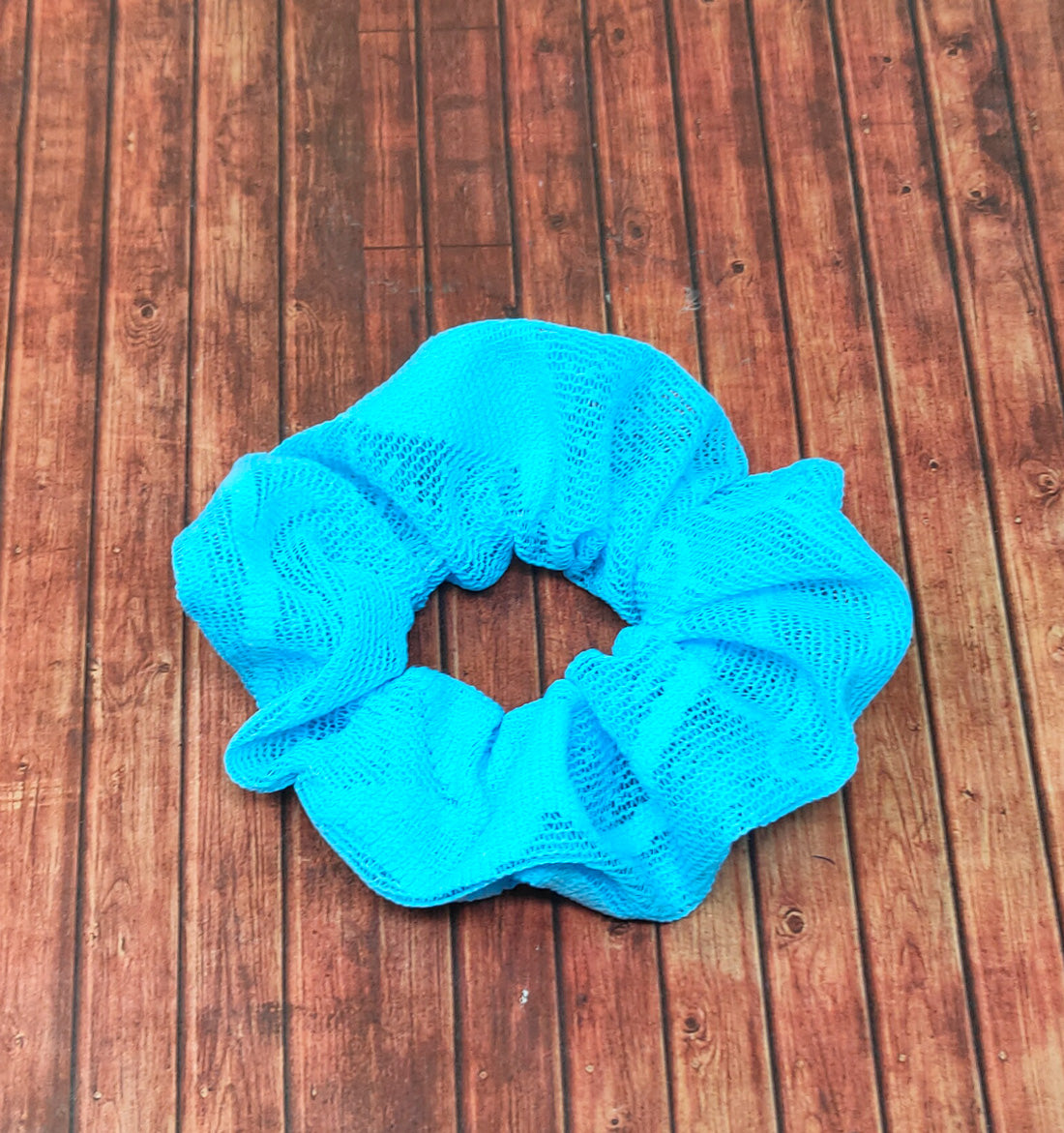 Anokhi Ada Handmade Sky Blue Net Scrunchie for Girls and Women (15-13 Scrunchie)