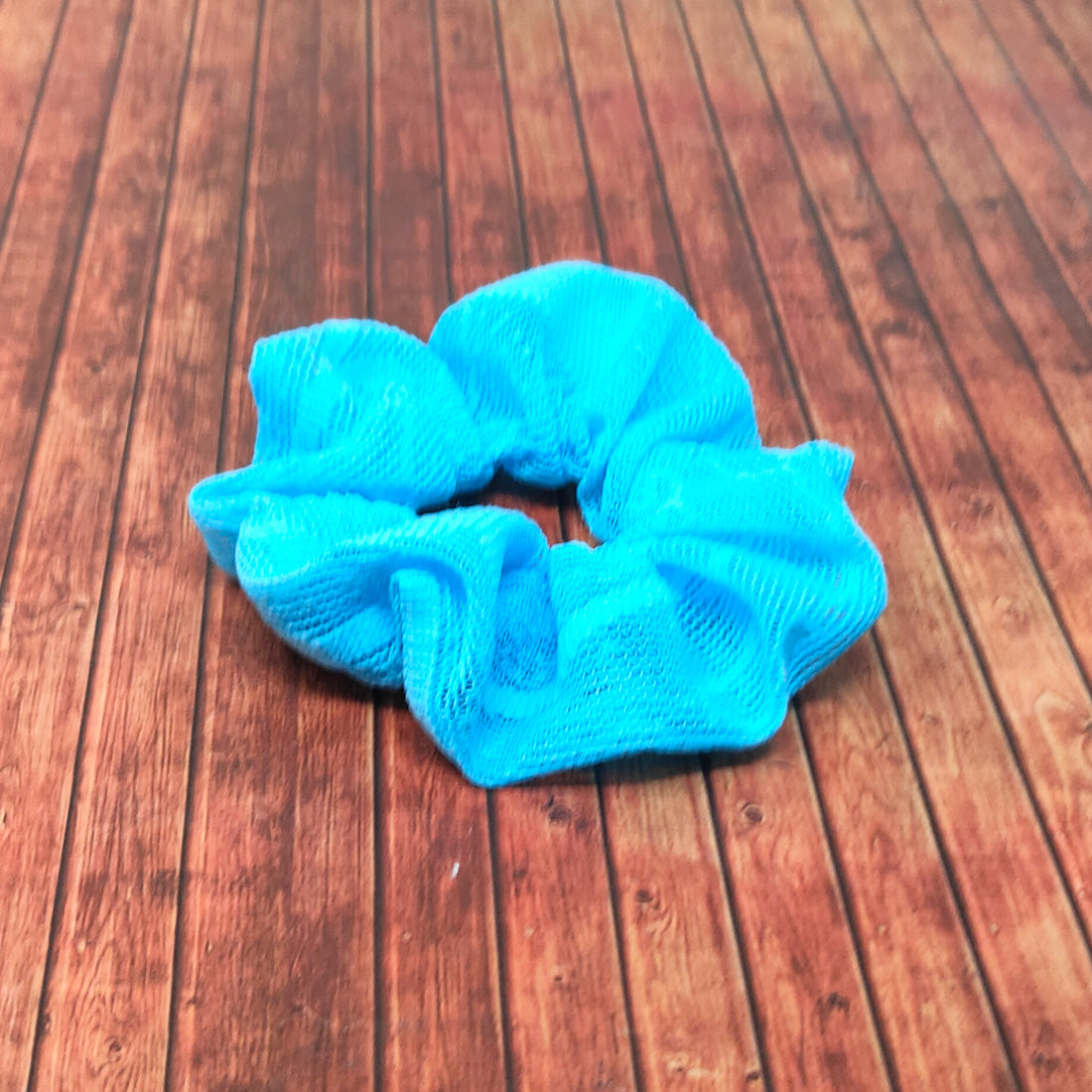 Anokhi Ada Handmade Sky Blue Net Scrunchie for Girls and Women (15-13 Scrunchie)