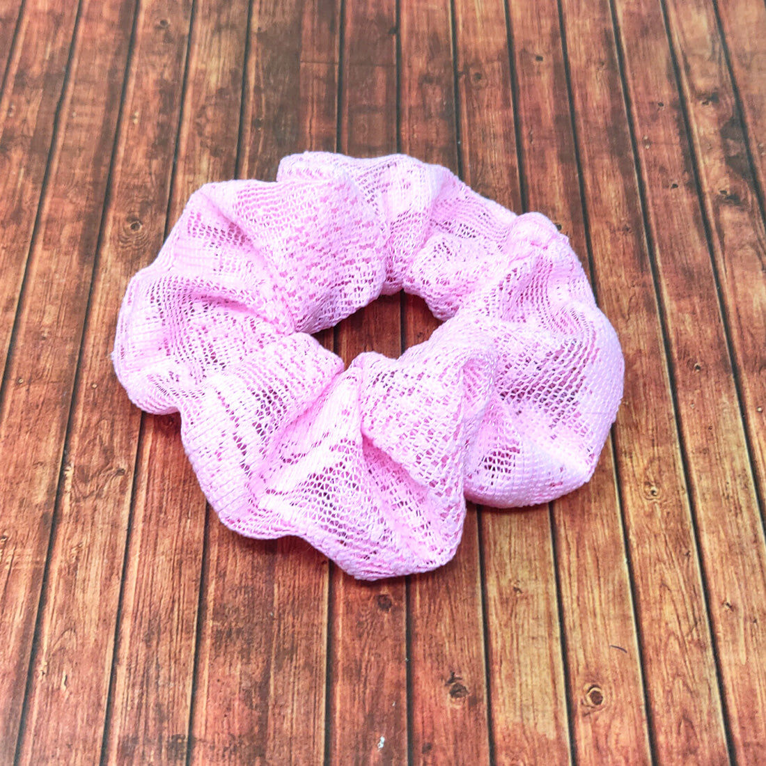 Anokhi Ada Handmade Pink Net Scrunchie for Girls and Women (15-14 Scrunchie)
