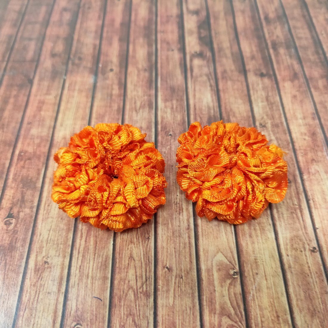 Anokhi Ada Orange Fabric small Scrunchie for Girls and Women (15-18 Scrunchie, 2 Pcs)