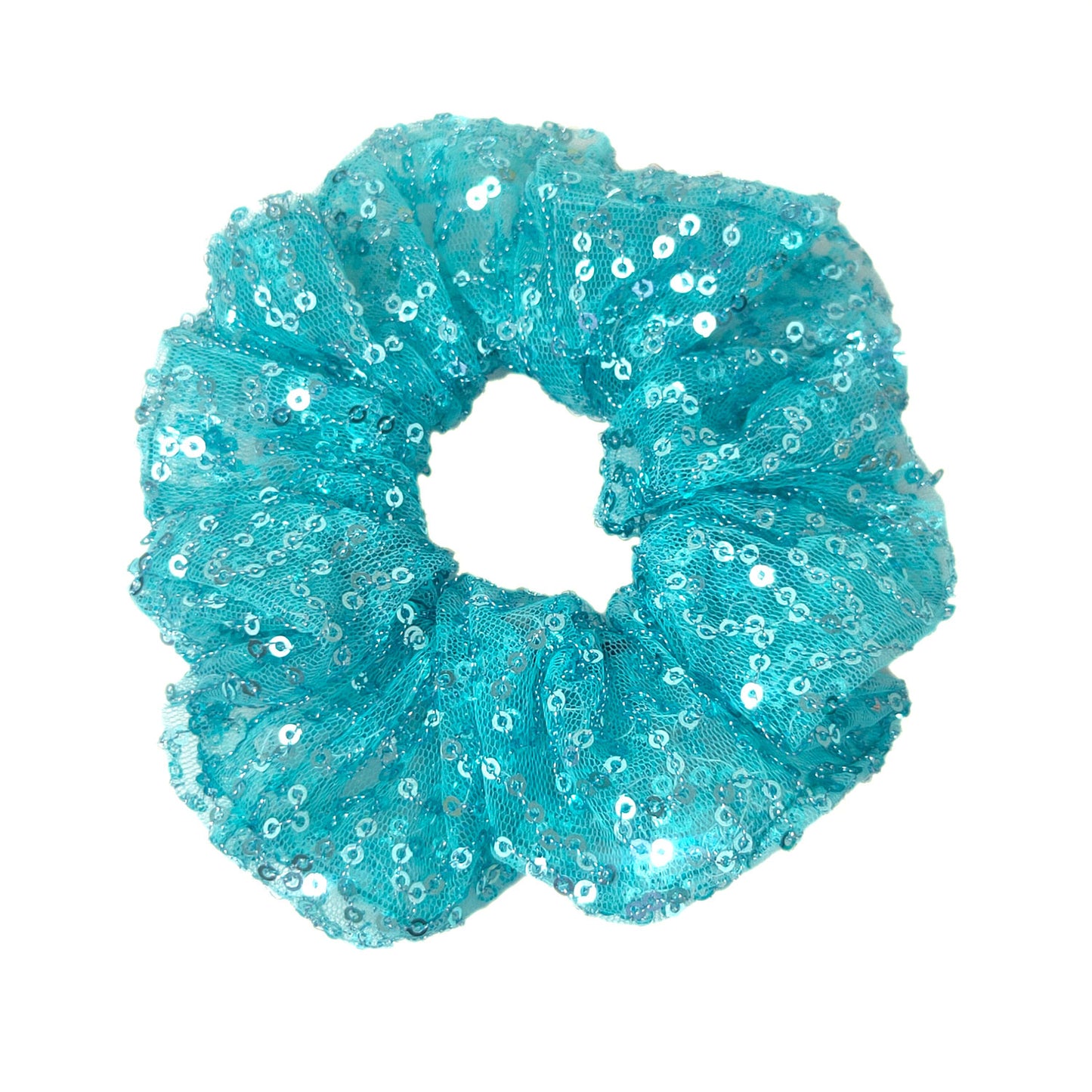 Vivid Cerulean Blue Sequin Scrunchie (15-306 Scrunchie)