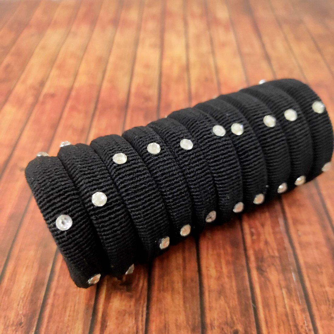 Anokhi Ada Fancy small size Elastic Rubber for Girls and Women (15-31 Ponytail Holders, 10 Pcs Black Colour Rubber)