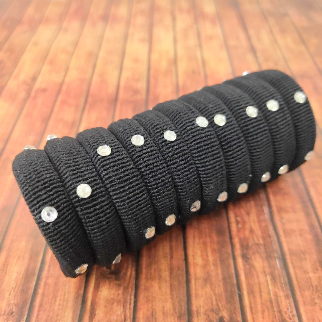 Anokhi Ada Fancy small size Elastic Rubber for Girls and Women (15-31 Ponytail Holders, 10 Pcs Black Colour Rubber)
