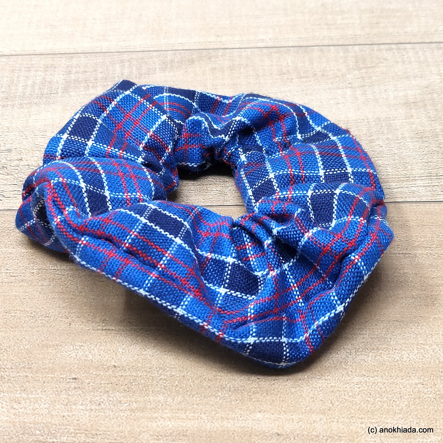 Anokhi Ada Handmade Multi-Colour Check Pattern Fabric Scrunchie for Girls and Women (15-49 Scrunchie)