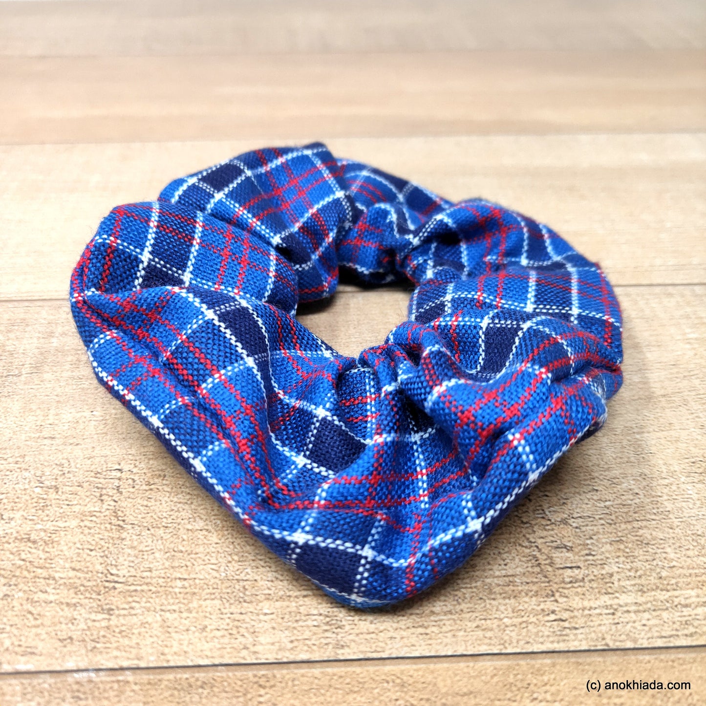 Anokhi Ada Handmade Multi-Colour Check Pattern Fabric Scrunchie for Girls and Women (15-49 Scrunchie)