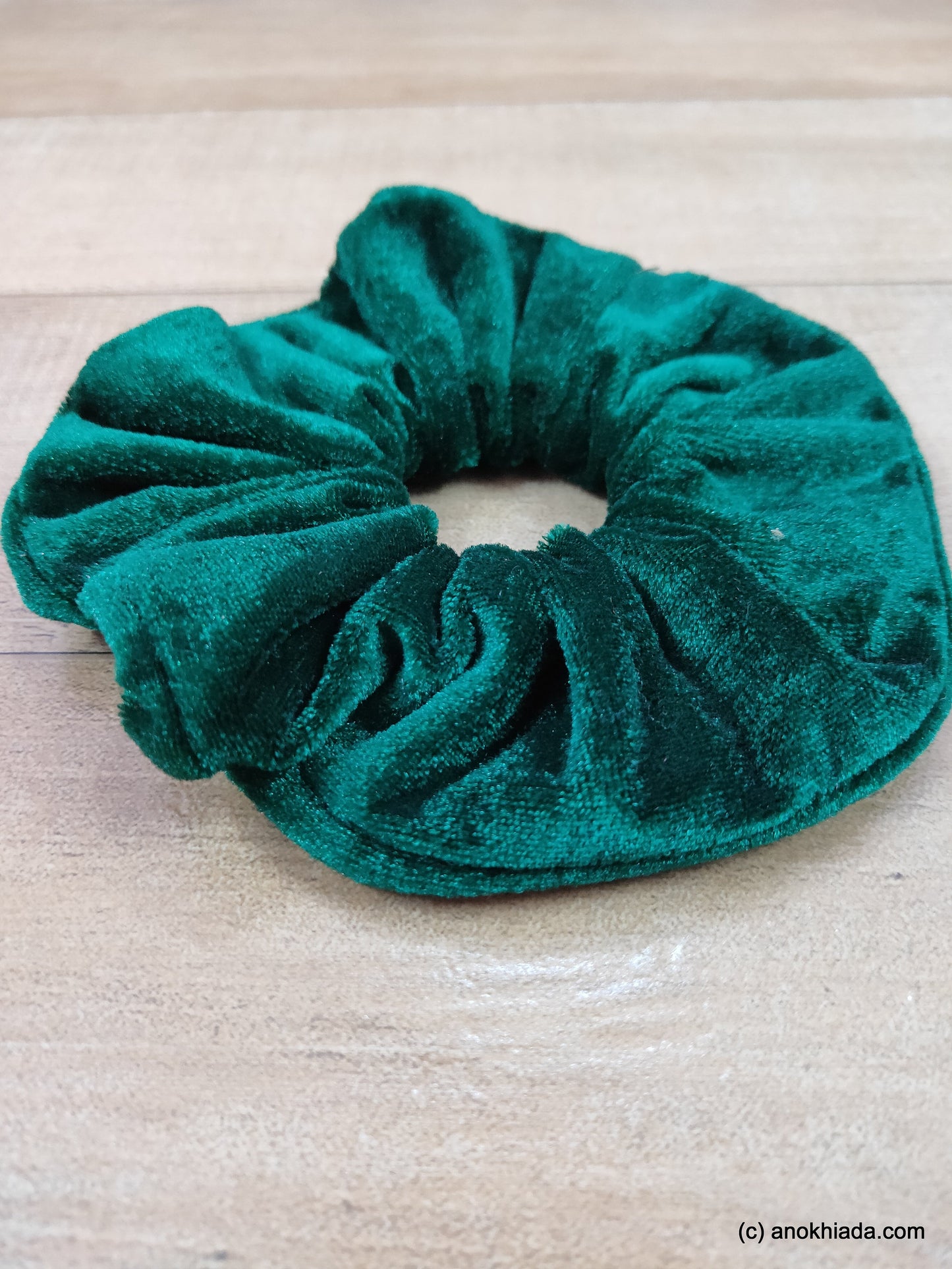 Anokhi Ada Handmade Green Velvet  Scrunchie for Girls and Women (15-55 Scrunchie)