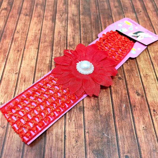 Floral Soft Stretchy Headbands for Baby Girls and Newborn (17-03 Red Baby Headband)
