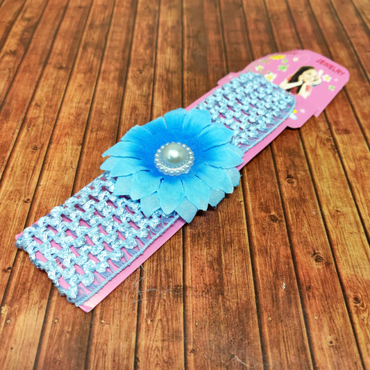 Floral Soft Stretchy Headbands for Baby Girls and Newborn (17-04 Sky Blue Baby Headband)
